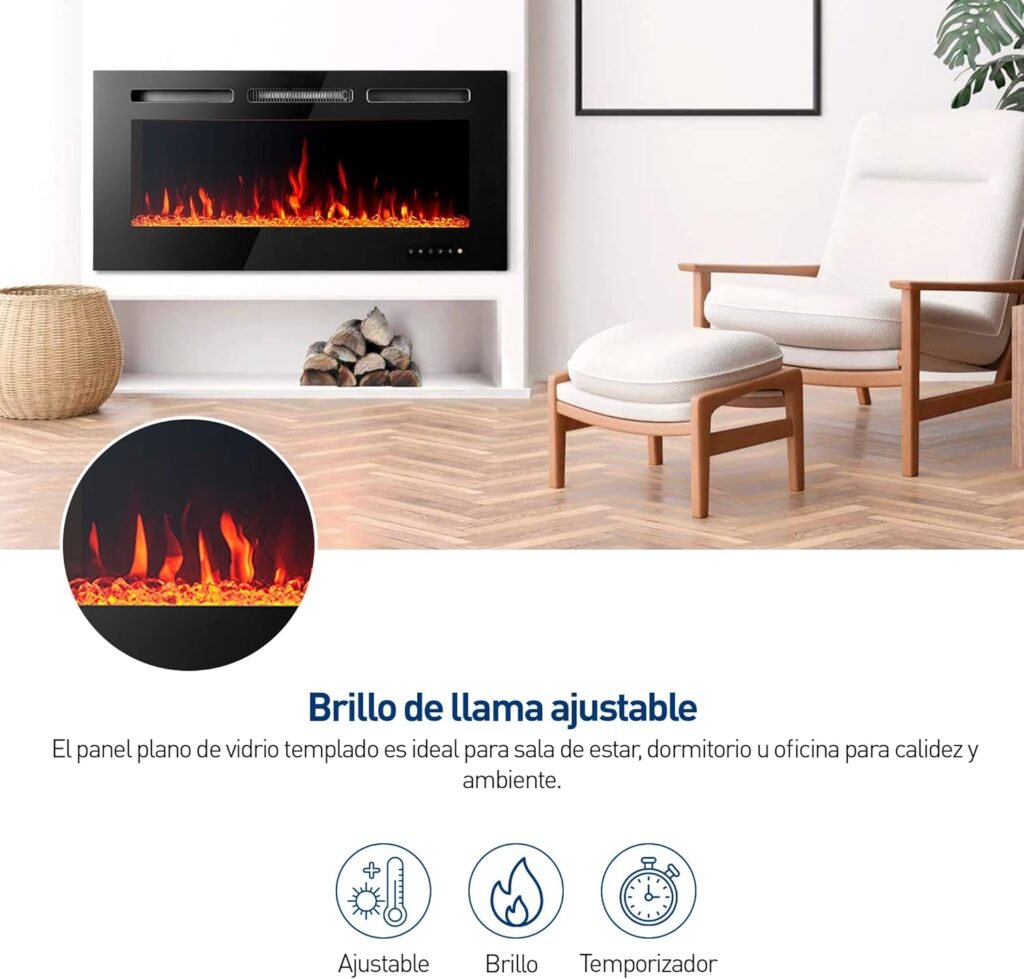Calentador Chimenea Eléctrica Empotrable Bluelander
