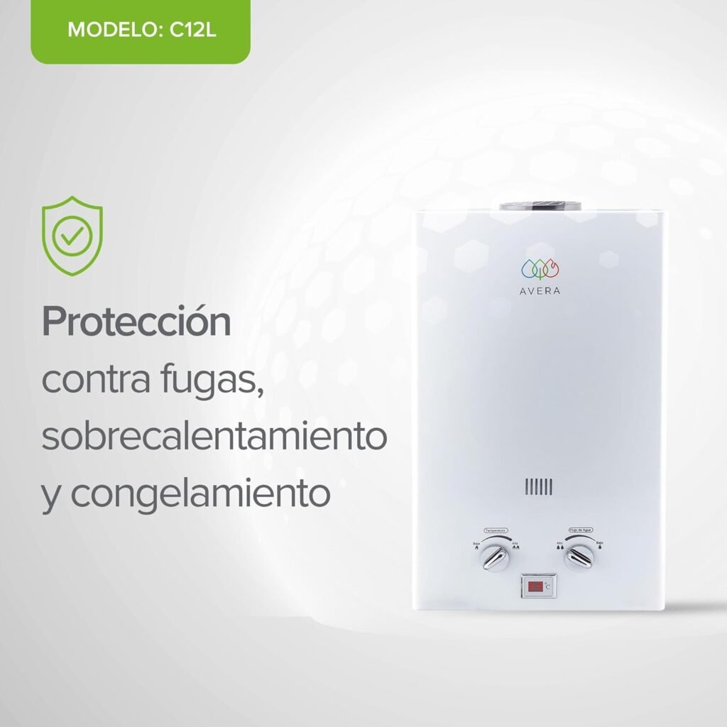 Calentador de Agua Instantáneo GAS LP Boiler de Paso Capacidad 12 Litros por Minuto Avera