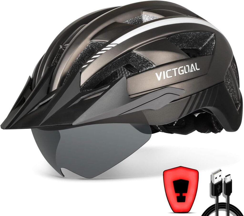 Casco Bicicleta Casco de MTB con Gafas de Seguridad Magnéticas