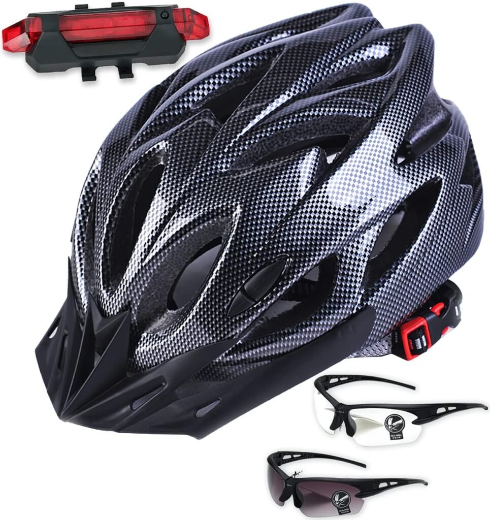 Cascos de Bicicleta para Adultos con 2 pares de Gafas de Protección y Luz Trasera