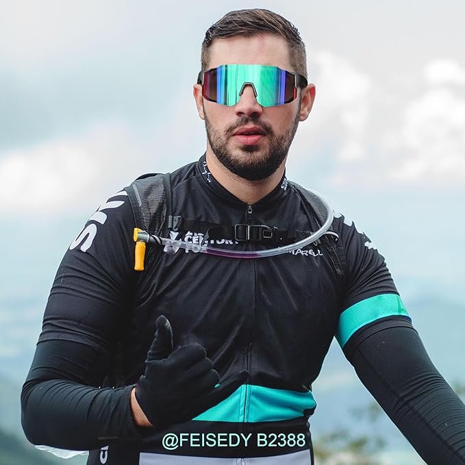 Gafas de sol deportivas para hombres y mujeres con espejo para ciclismo FEISEDY
